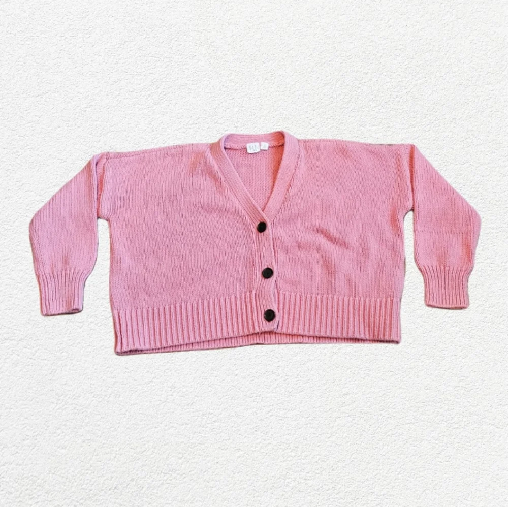 GAP kids L long sleeved button cardigan sweater 3/4 sleeve salmon pink